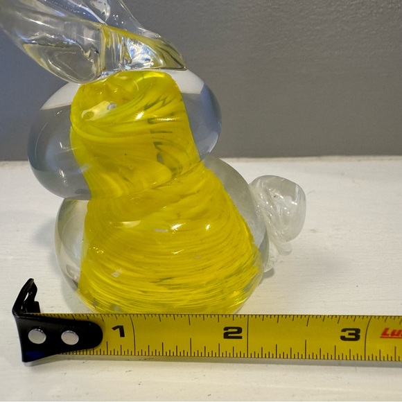 Handblown one of a kind glass bunny rabbit with yellow glass design inside. - Picture 12 of 12